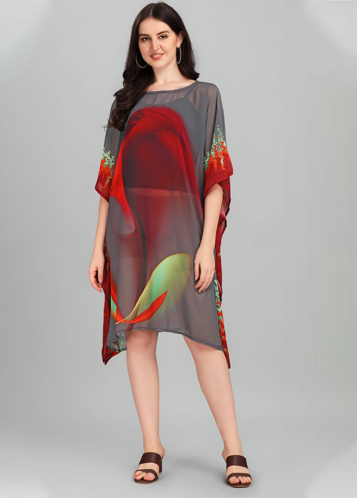 Multicolor Printed Work Georgette Kaftan