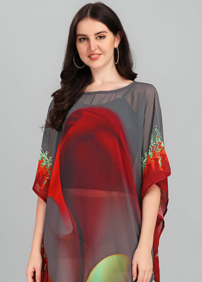 Multicolor Printed Work Georgette Kaftan
