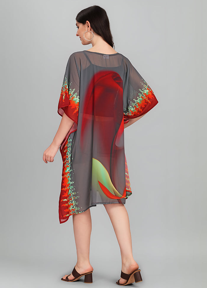 Multicolor Printed Work Georgette Kaftan