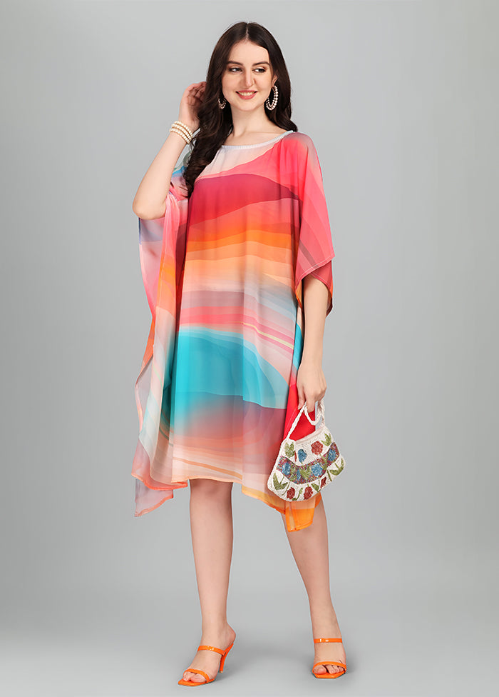 Multicolor Printed Work Georgette Kaftan