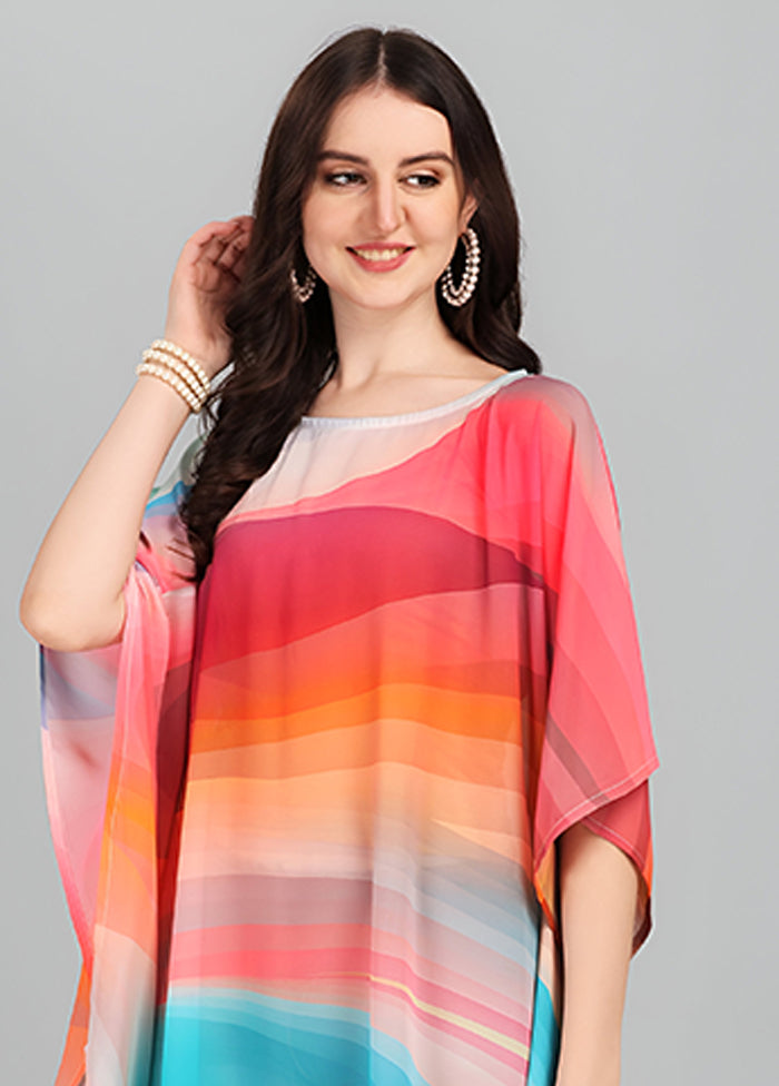 Multicolor Printed Work Georgette Kaftan