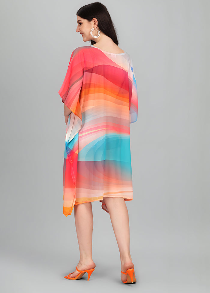 Multicolor Printed Work Georgette Kaftan