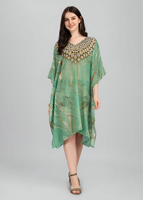 Multicolor Printed Work Georgette Kaftan