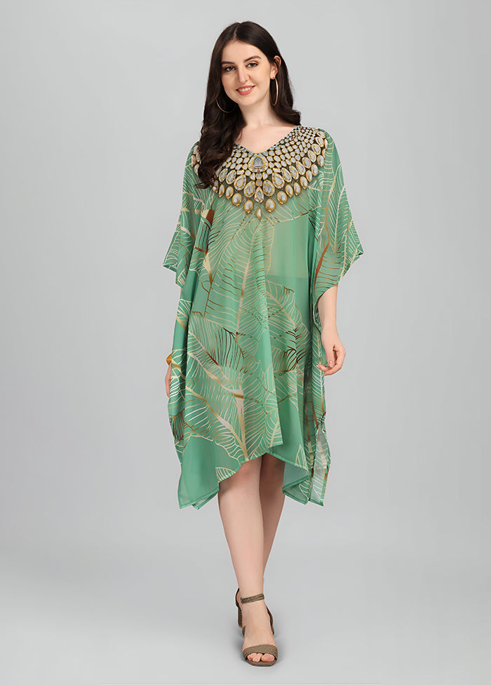 Multicolor Printed Work Georgette Kaftan