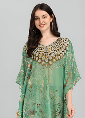Multicolor Printed Work Georgette Kaftan