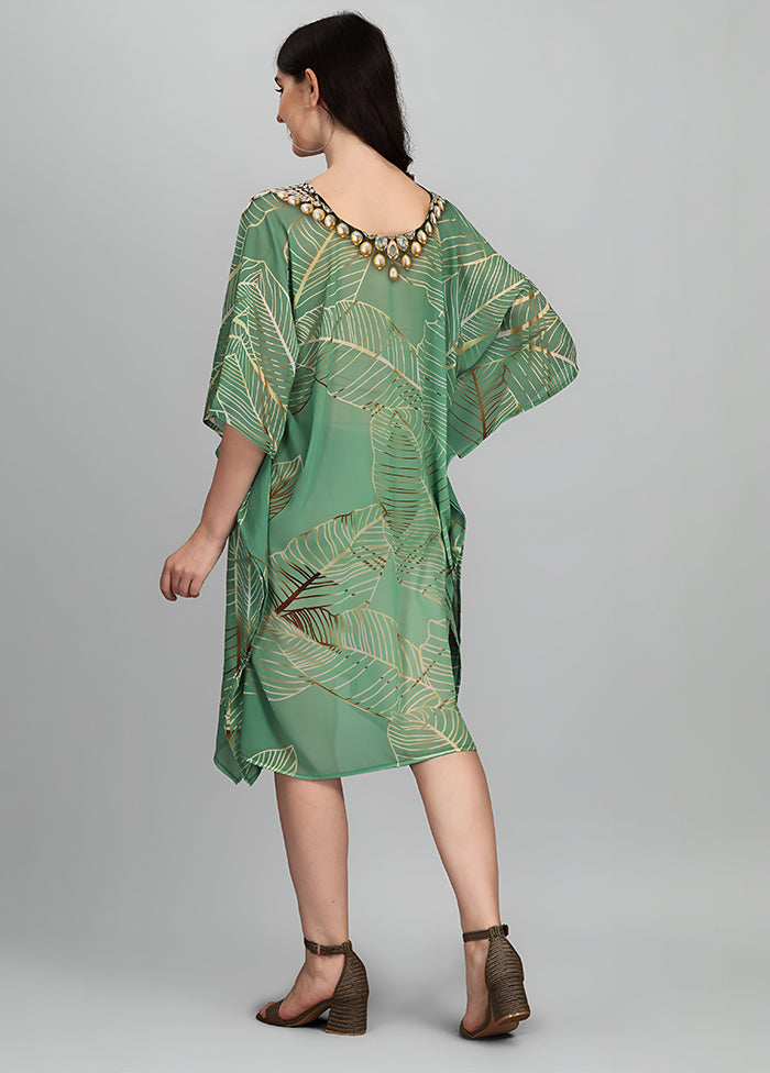 Multicolor Printed Work Georgette Kaftan