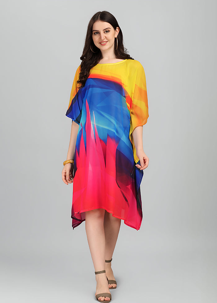 Multicolor Printed Work Georgette Kaftan