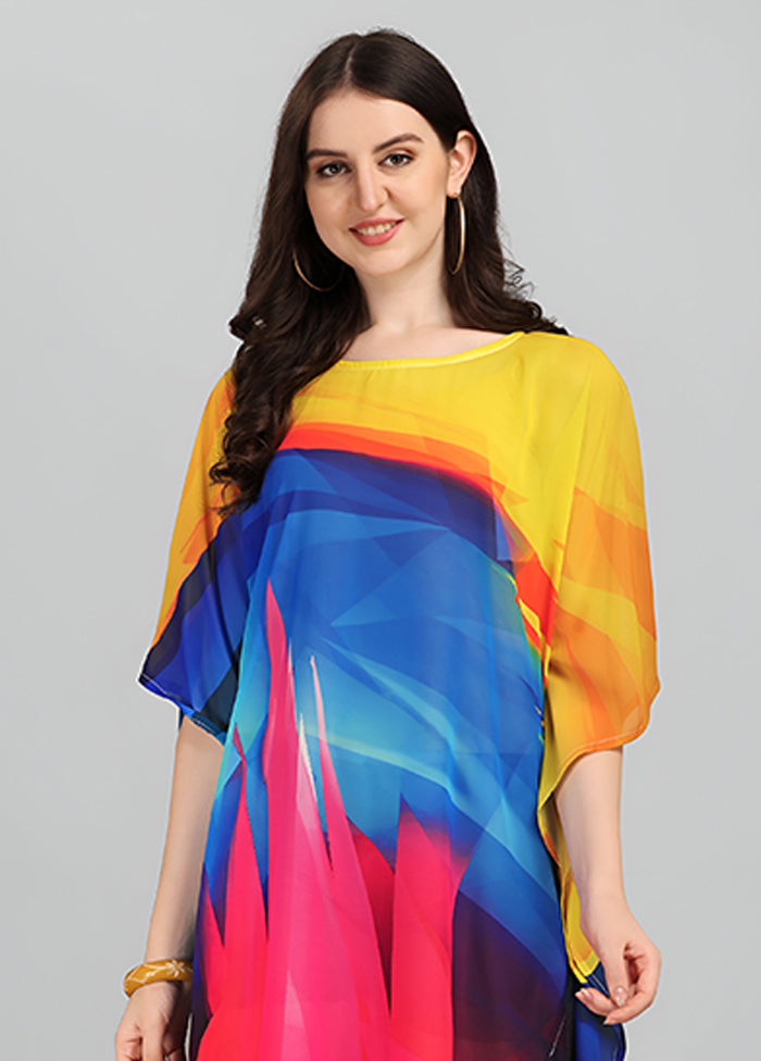 Multicolor Printed Work Georgette Kaftan