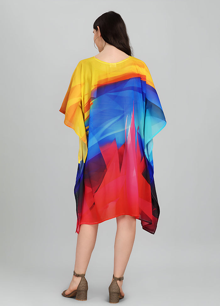Multicolor Printed Work Georgette Kaftan