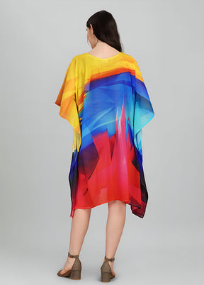 Multicolor Printed Work Georgette Kaftan