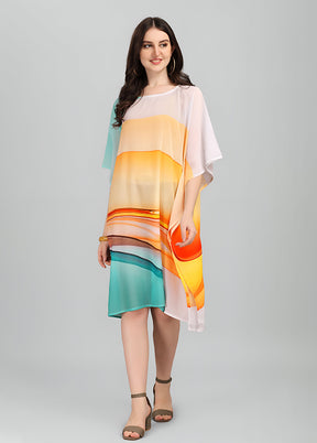 Multicolor Printed Work Georgette Kaftan