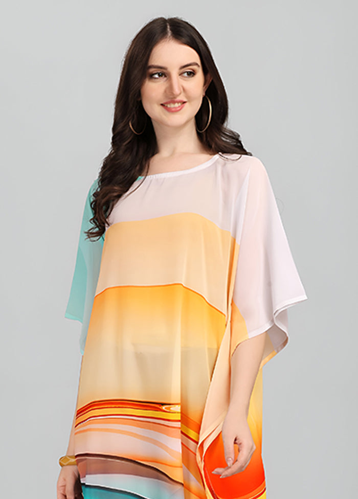 Multicolor Printed Work Georgette Kaftan