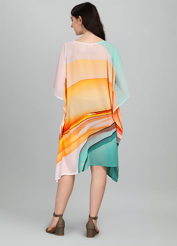 Multicolor Printed Work Georgette Kaftan