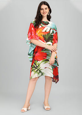 Multicolor Printed Work Georgette Kaftan