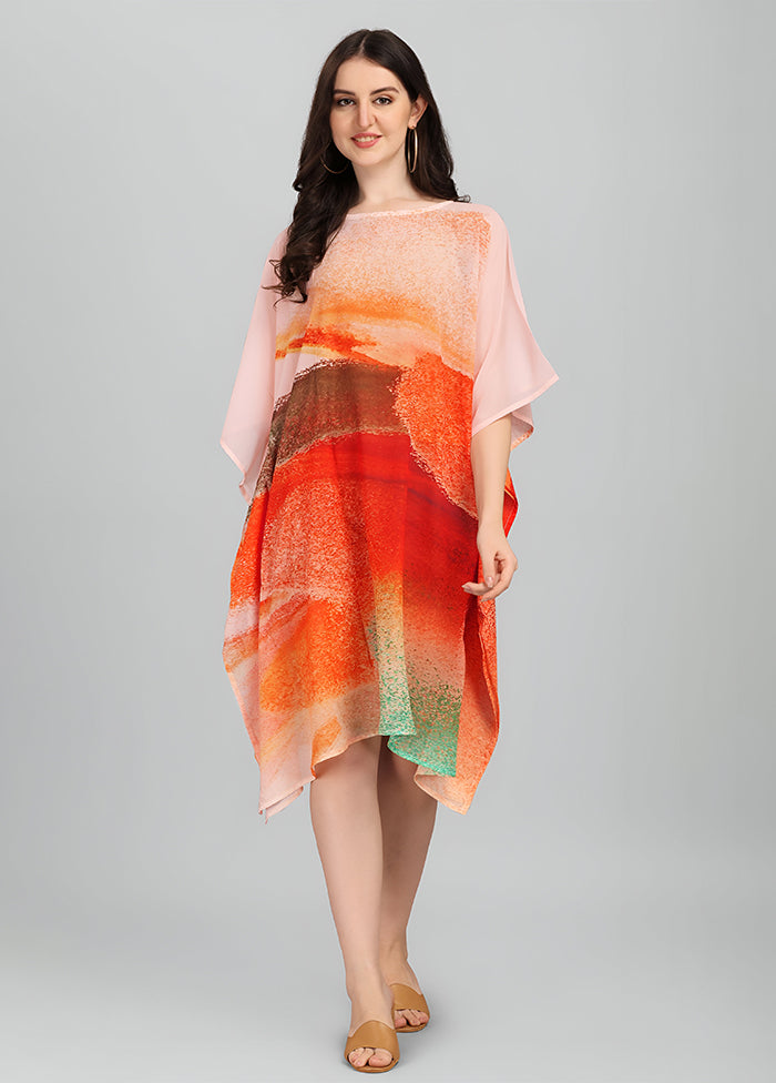 Multicolor Printed Work Georgette Kaftan