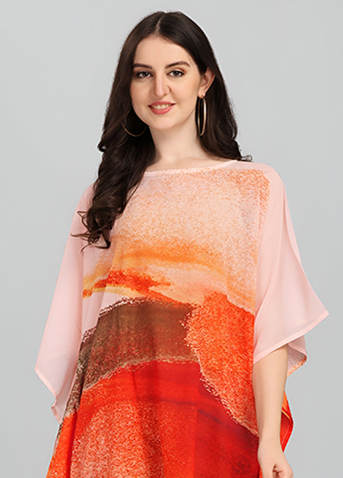 Multicolor Printed Work Georgette Kaftan