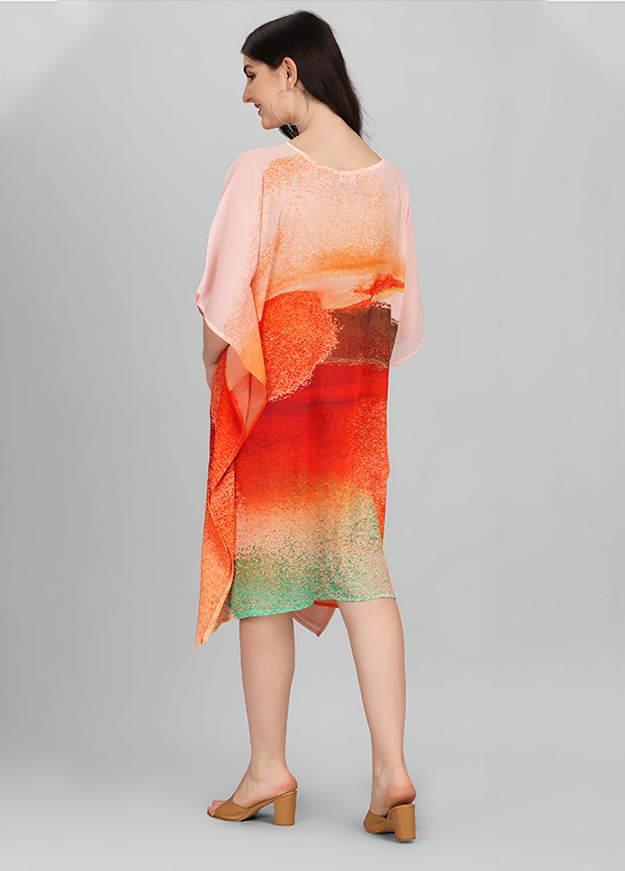 Multicolor Printed Work Georgette Kaftan