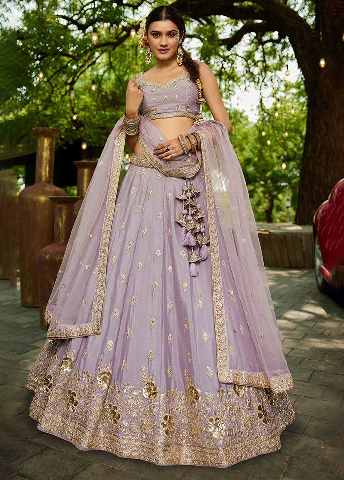 Lavender Blended Silk Dupatta Lehenga Set