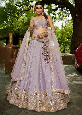 Lavender Blended Silk Dupatta Lehenga Set