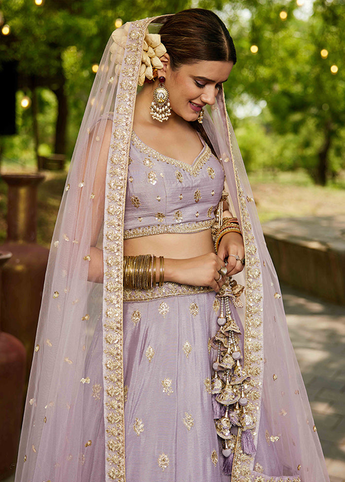 Lavender Blended Silk Dupatta Lehenga Set