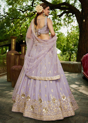 Lavender Blended Silk Dupatta Lehenga Set