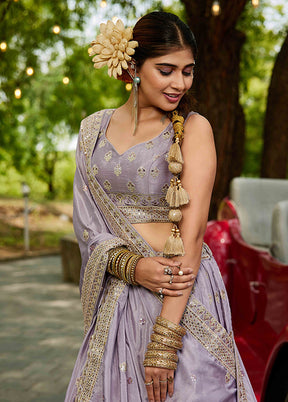 Lavender Blended Silk Dupatta Lehenga Set