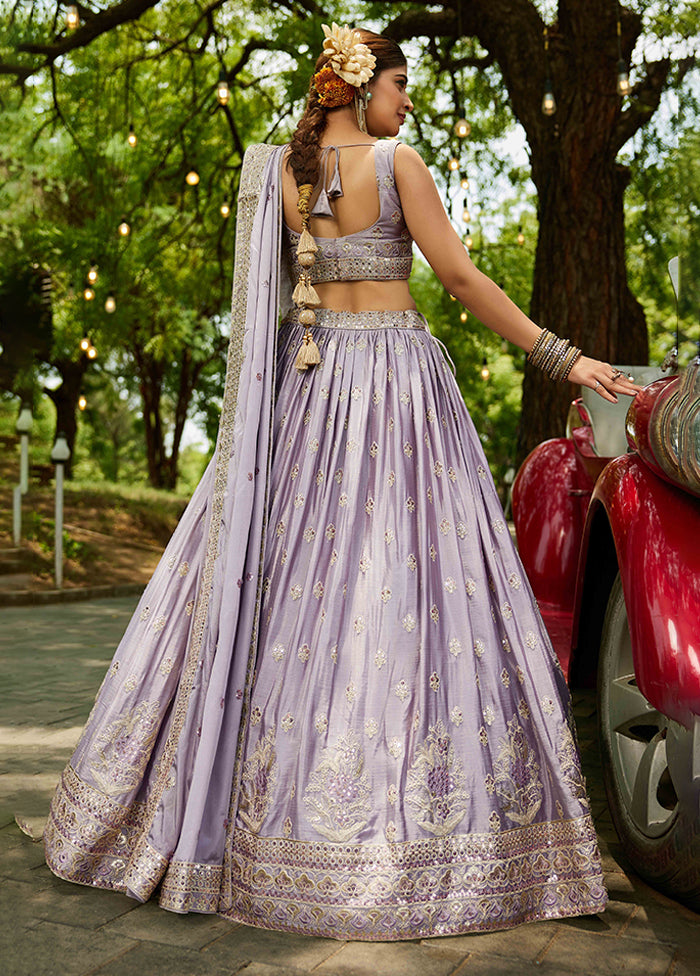 Lavender Blended Silk Dupatta Lehenga Set