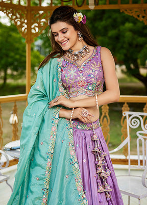 Lavender Blended Silk Dupatta Lehenga Set