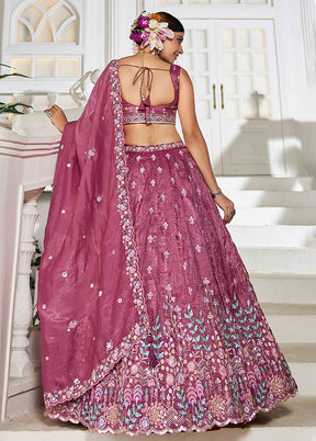 Pink Blended Silk Dupatta Lehenga Set