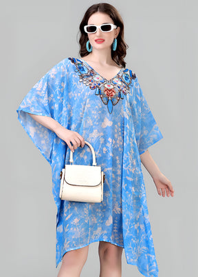 Multicolor Printed Work Georgette Kaftan