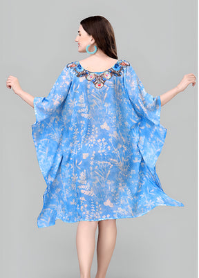 Multicolor Printed Work Georgette Kaftan