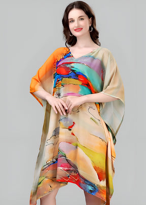 Multicolor Printed Work Georgette Kaftan