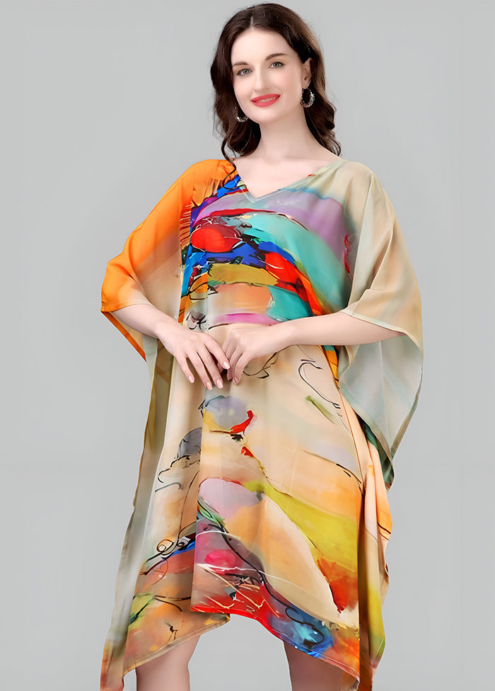 Multicolor Printed Work Georgette Kaftan