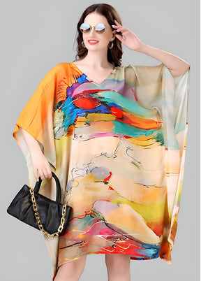 Multicolor Printed Work Georgette Kaftan