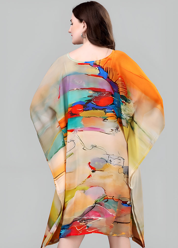 Multicolor Printed Work Georgette Kaftan