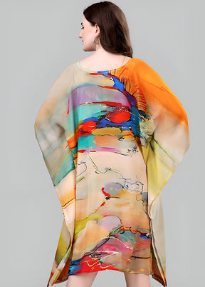 Multicolor Printed Work Georgette Kaftan