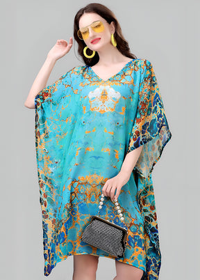 Multicolor Printed Work Georgette Kaftan