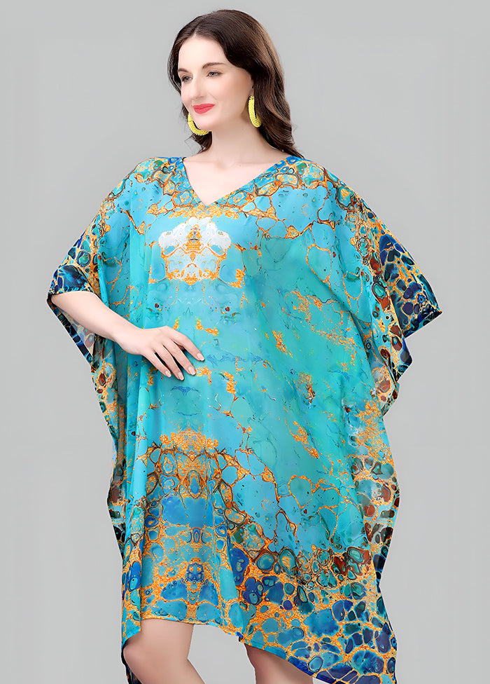 Multicolor Printed Work Georgette Kaftan