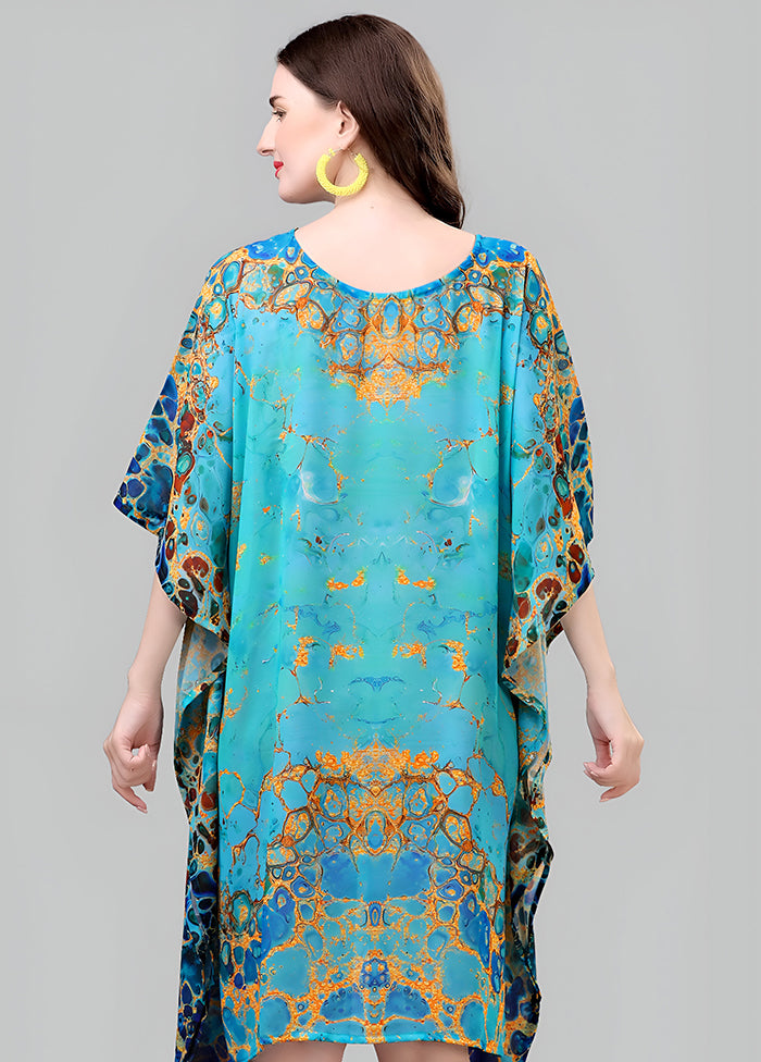 Multicolor Printed Work Georgette Kaftan