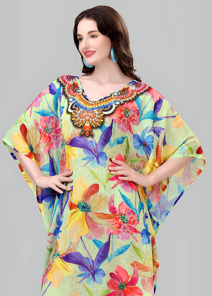 Multicolor Printed Work Georgette Kaftan