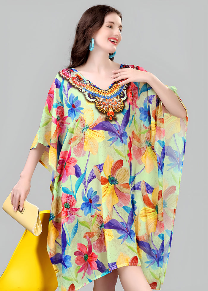 Multicolor Printed Work Georgette Kaftan
