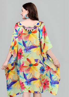 Multicolor Printed Work Georgette Kaftan