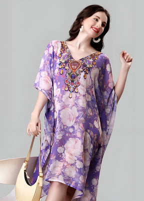 Multicolor Printed Work Georgette Kaftan