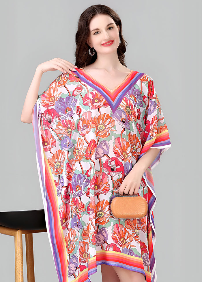 Multicolor Printed Work Georgette Kaftan