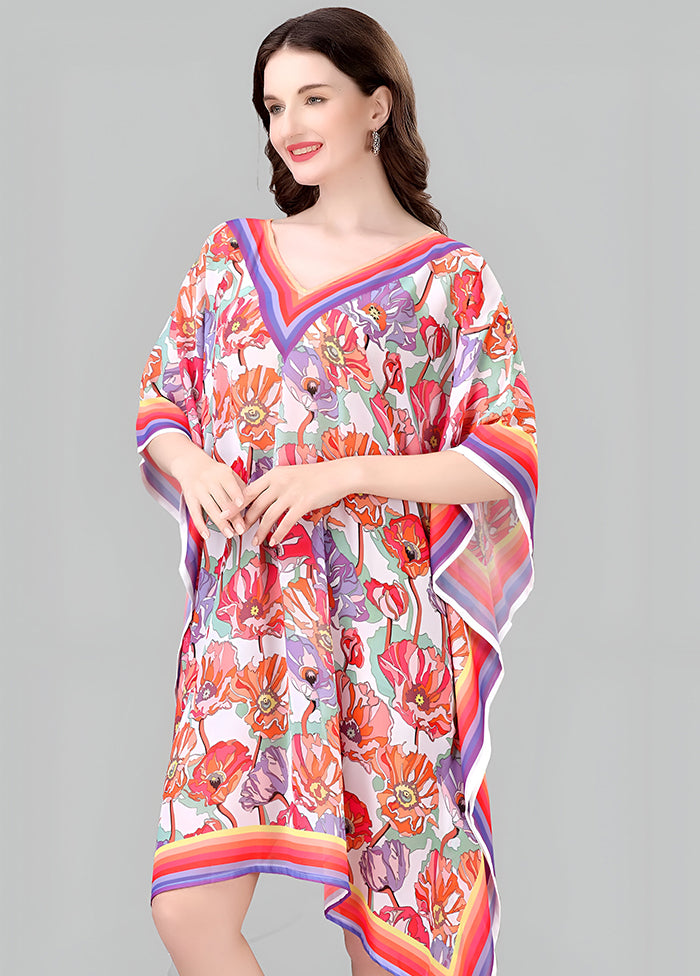 Multicolor Printed Work Georgette Kaftan