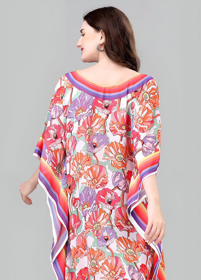 Multicolor Printed Work Georgette Kaftan