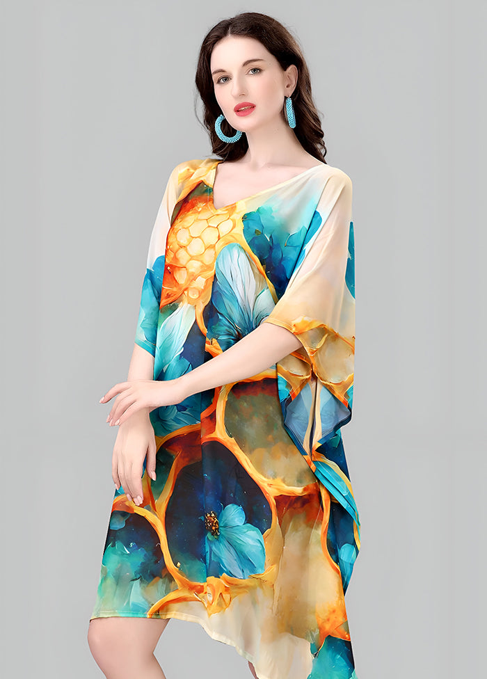 Multicolor Printed Work Georgette Kaftan