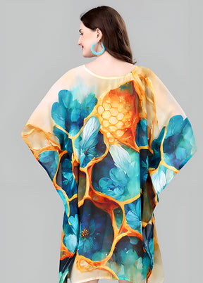 Multicolor Printed Work Georgette Kaftan