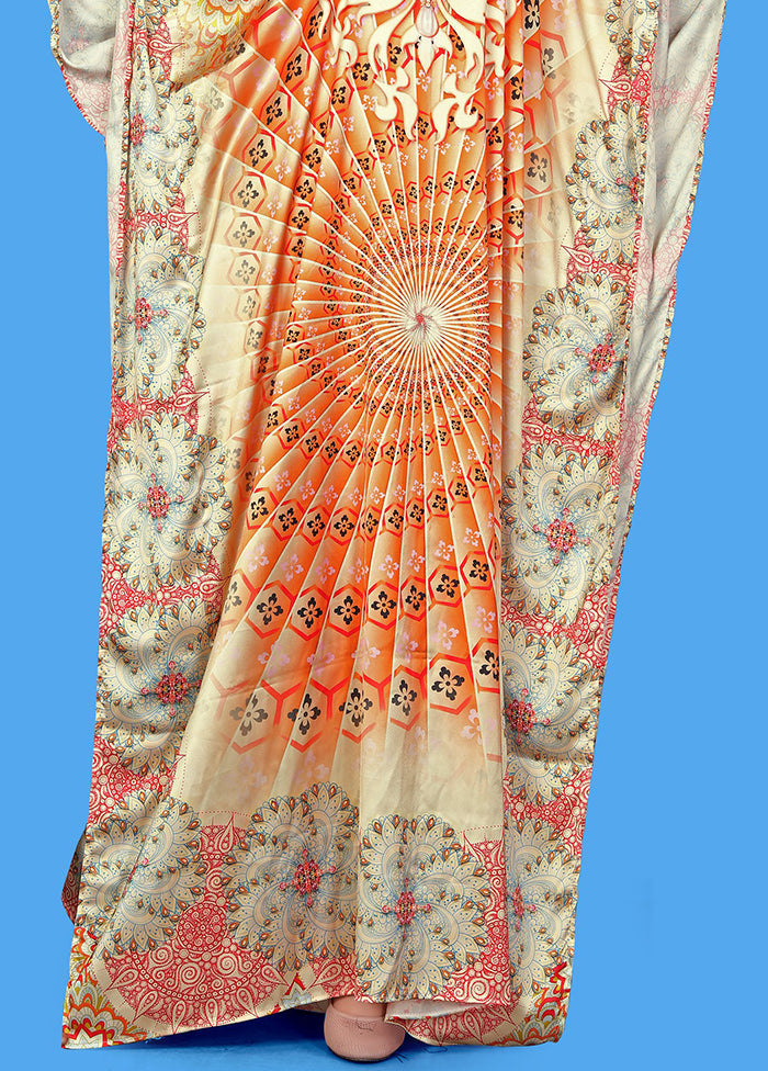 Multicolor Printed Work Silk Kaftan