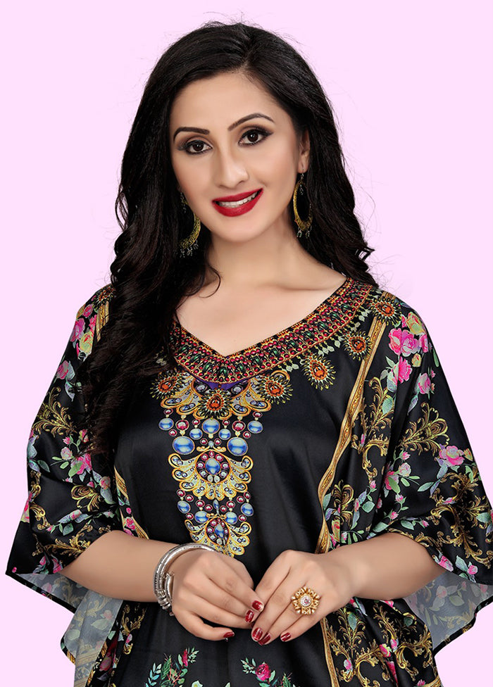 Multicolor Printed Work Silk Kaftan